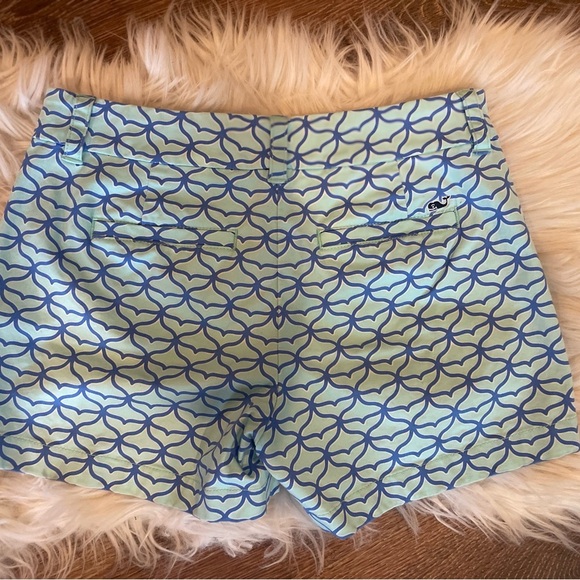 Vineyard Vines Patterned Blue and Green Women's Shorts - Picture 4 of 4